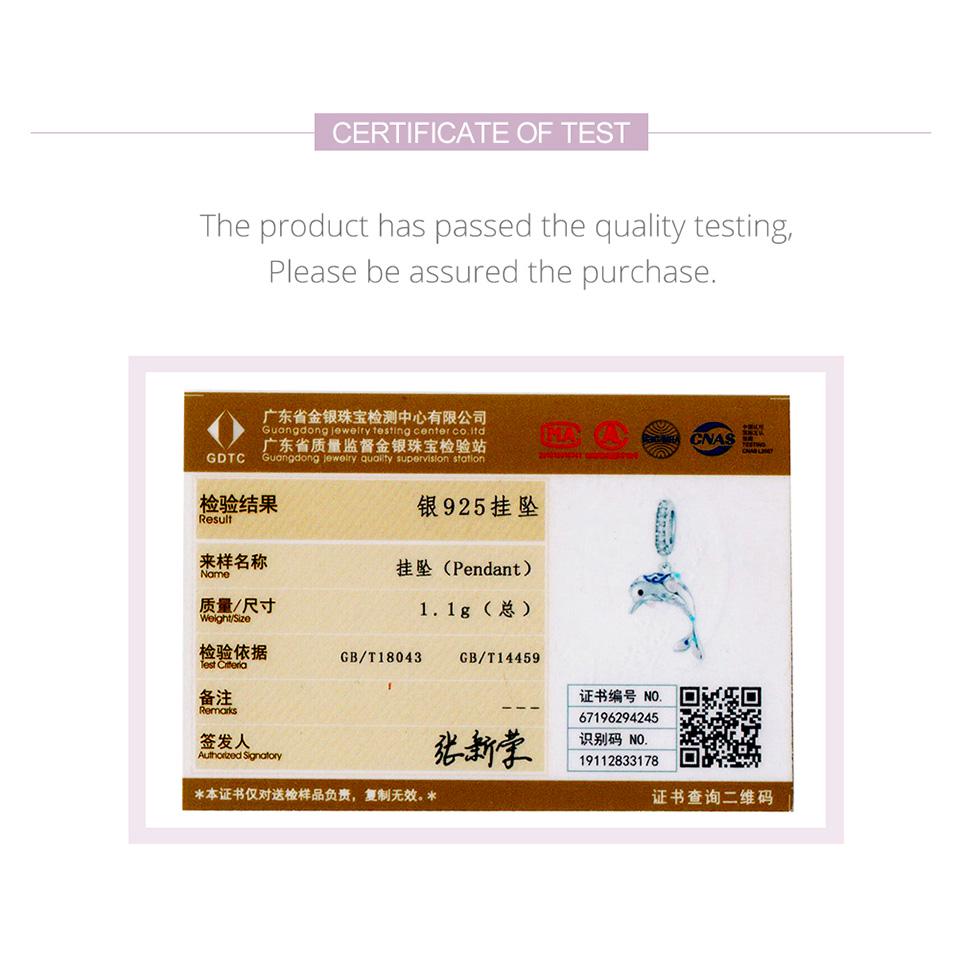 BAMOER Authentic 925 Sterling Silver Pave Setting CZ Dolphin Pendant Original Brand Design