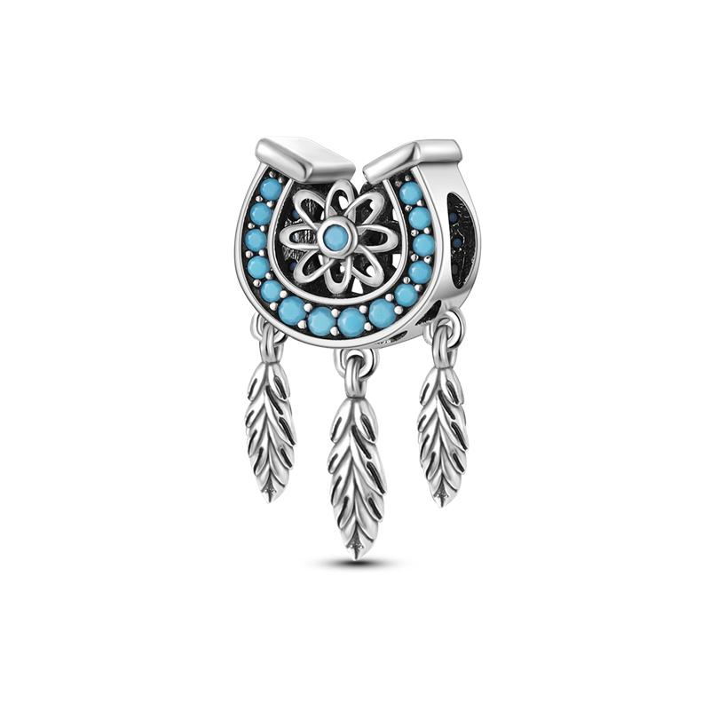 Лидер продаж S925 Серебряный Духовный Ловец снов Шарм перо Ловец снов бусины подходят оригинальный браслет подвески ювелирные изделия