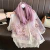 Scarf for Women Wraps Female Luxury Brand Embroidery Flowers Hijab Silk Shawl Headkerchief Bandanas Fouloud Echarpe Decor