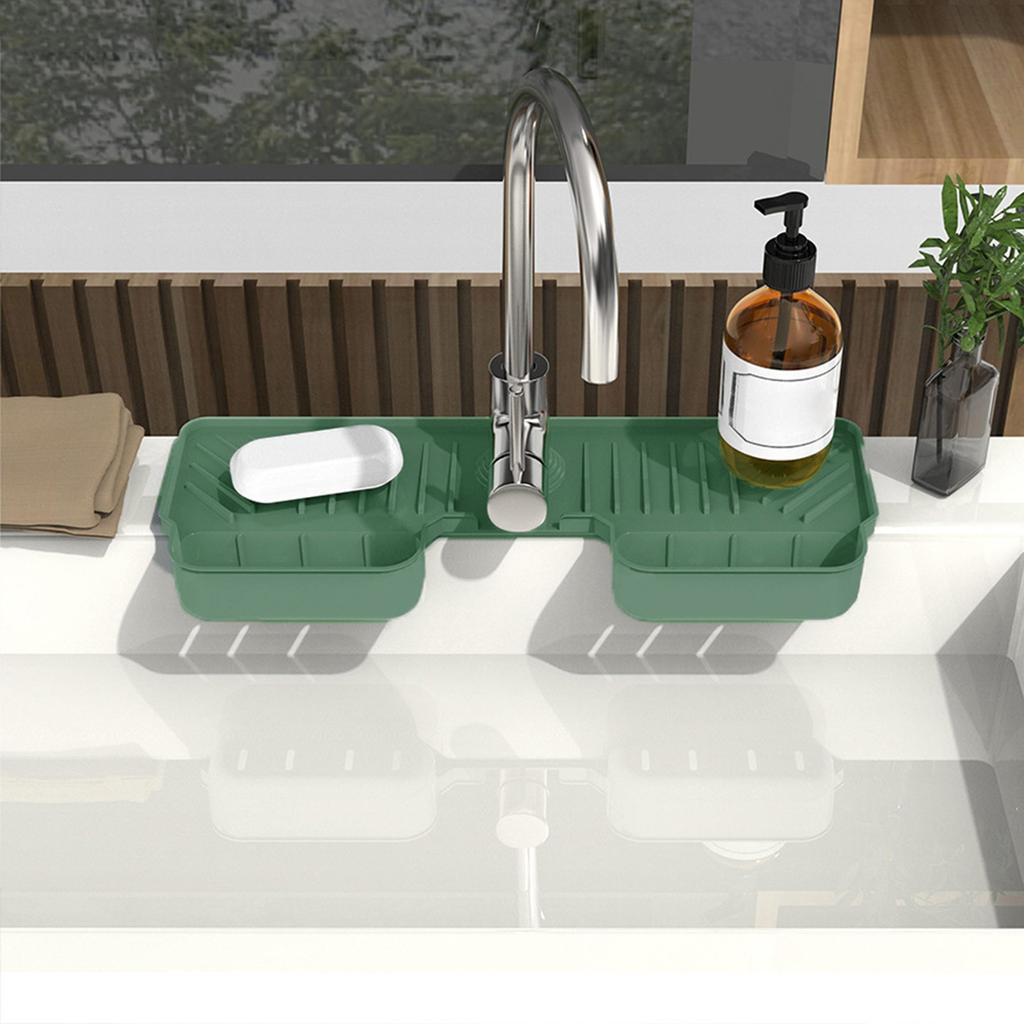 Kitchen Sink Splash Guard Drying Rack and Sponge Holder Kitchen Sink Accessories Faucet Splash Mat Bathroom