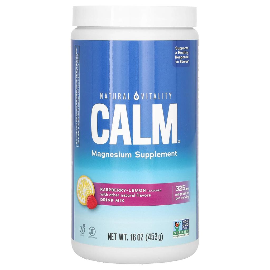 Calm®, Magnesium Supplement Drink Mix, Raspberry-Lemon, 453G (16Oz)