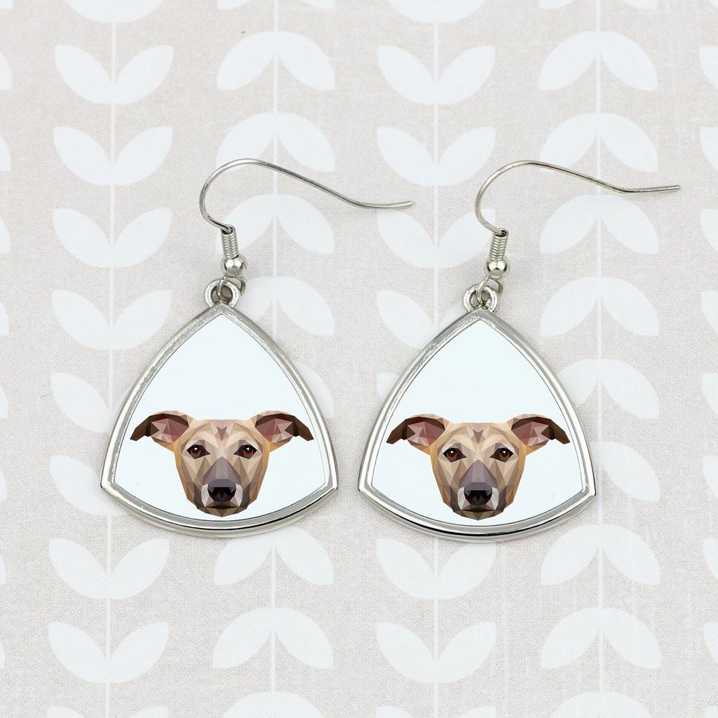 Whippet, Chart Angielski -Kolczyki Ze Zdjęciem I Napisem Geometryczne Pies Art-Dog