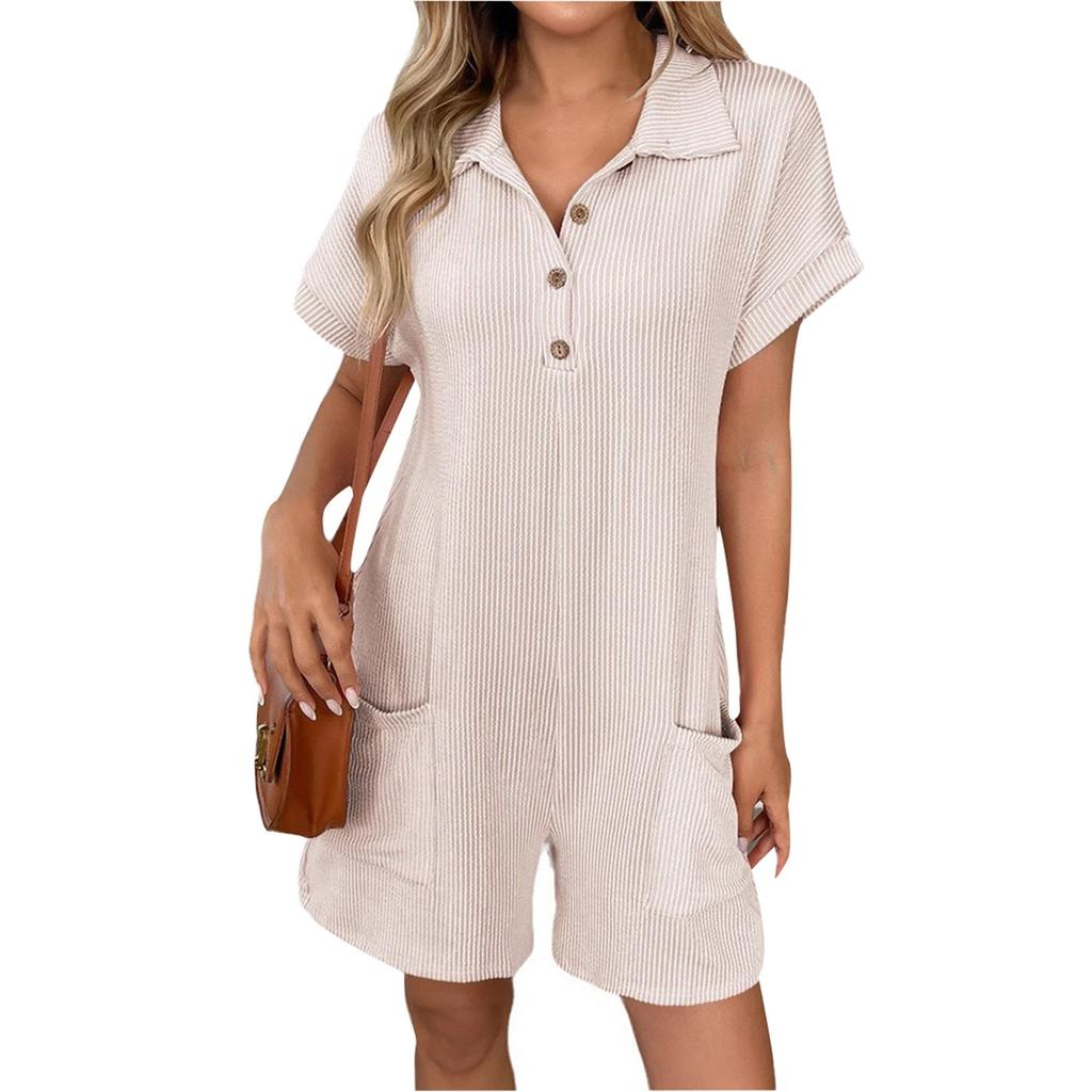 Women's Comfortable Casual Jumpsuit Short Sleeve Top Sweater Jumpsuit Shorts