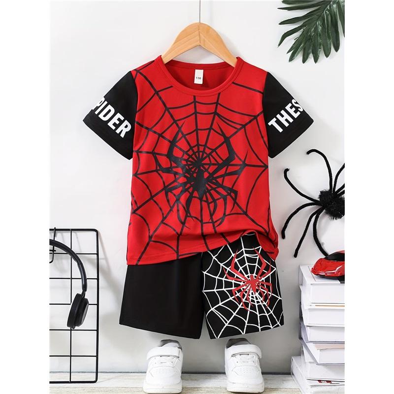 Children's Casual Set: Summer Boys' Fashionable Printed Short-Sleeve Shirt and Shorts Set