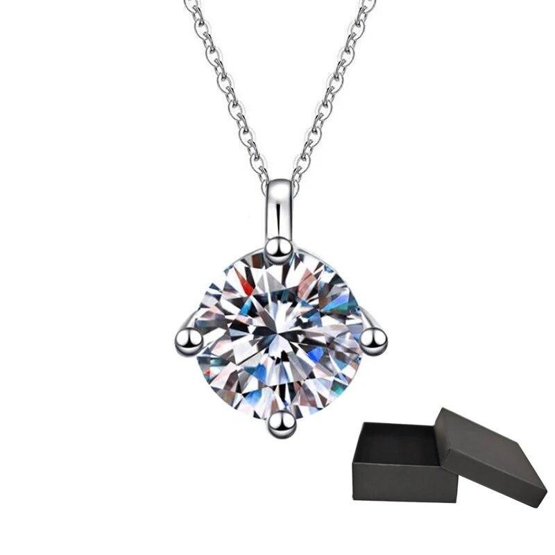 D Color 1ct VVS Moissanite Necklace for Women Simulated Lab Diamond Pendant Gift 100% Sterling Silver Wedding Jewelry Four-claw