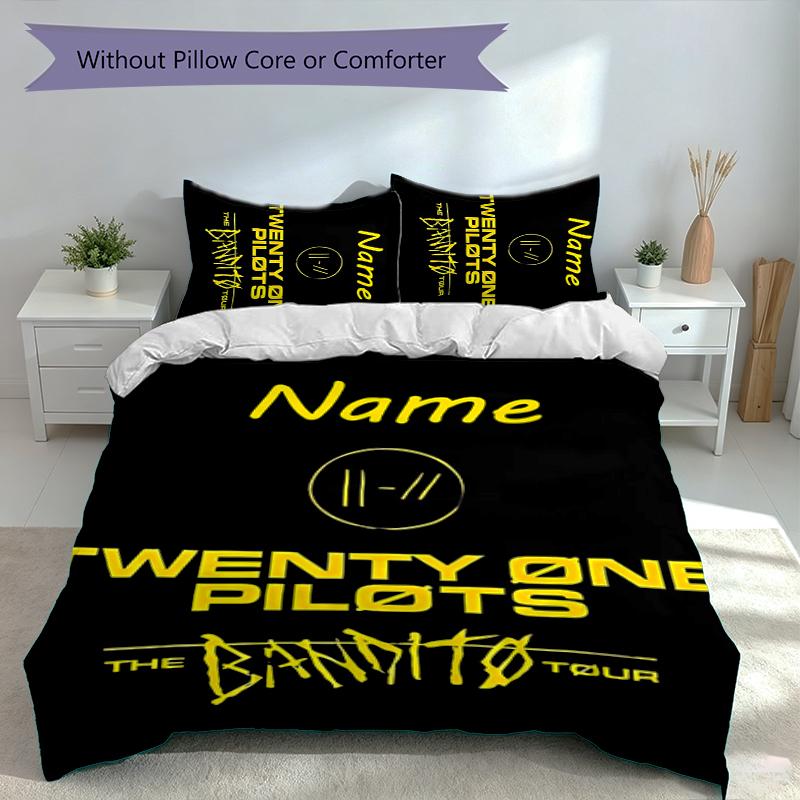 3pcs Custom Name twenty one pilots Bedding Set,Includes 1 Duvet Cover and 2 Pillowcases,All-season Bedroom Decor
