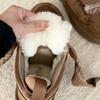 Snow Boots Women's New Winter Fur Integrated Fleece Thickened Lace-up Short Boots Warm Cotton Shoes