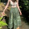 90s Vintage Boho Midi Skirts Fairycore Grunge Kawaii Bow High Waist Long Pleated Skirt Chic Women Retro Holiday Beach Streetwear
