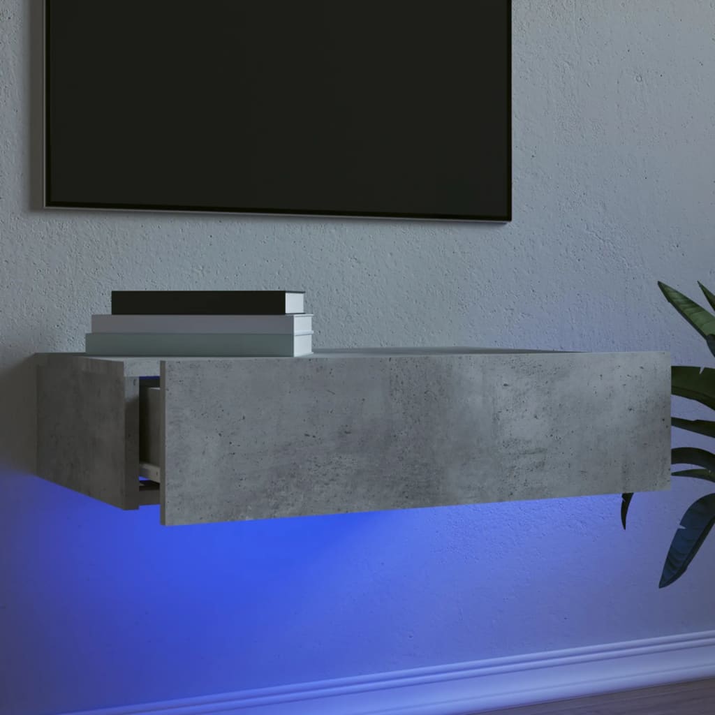 TV Cabinet with LED Lights Concrete Grey 60 x 35 x 15.5 cm