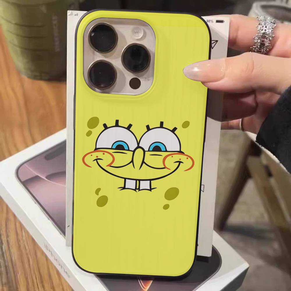 Мультяшный S-Губка Боб S-Квадратные Штаны Чехол для Телефона Для IPhone 17 16 15 14 13 12 11 Pro Max Plus Гофрированный Бампер Задняя Крышка Корпус