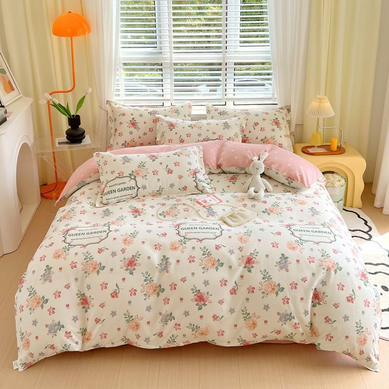 4 Thick Brushed Bed Set Single Dorm Bedding Sheet Pillowcase Quilt Cover Fresh Style