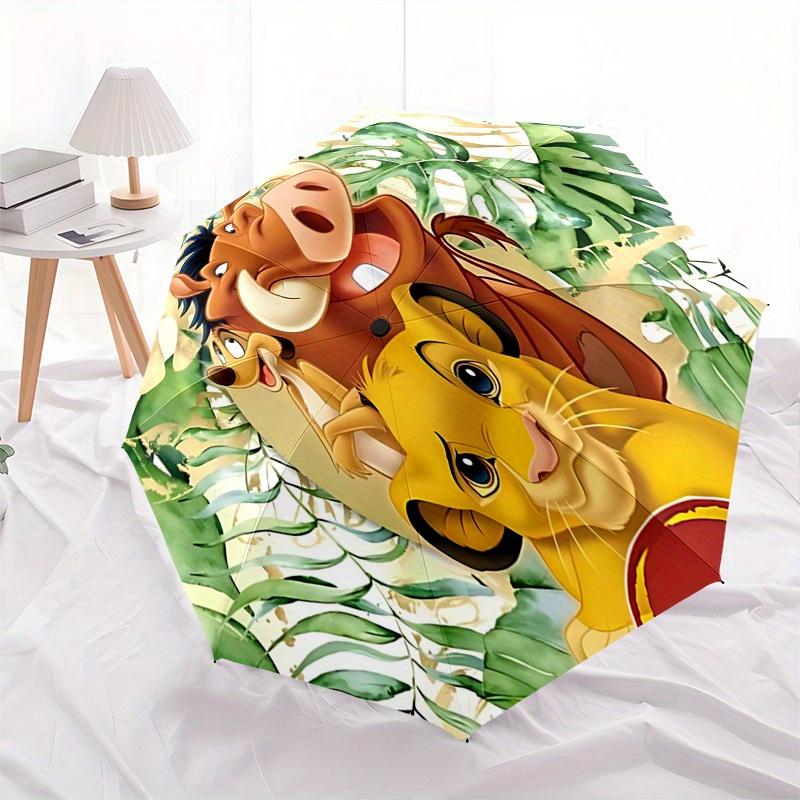 1 Auto Open Lion King, Jungle Adventure Themed Colorful 8-rib Portable Umbrella for Men and Women, A Compact Commuting Companion Suitable fo