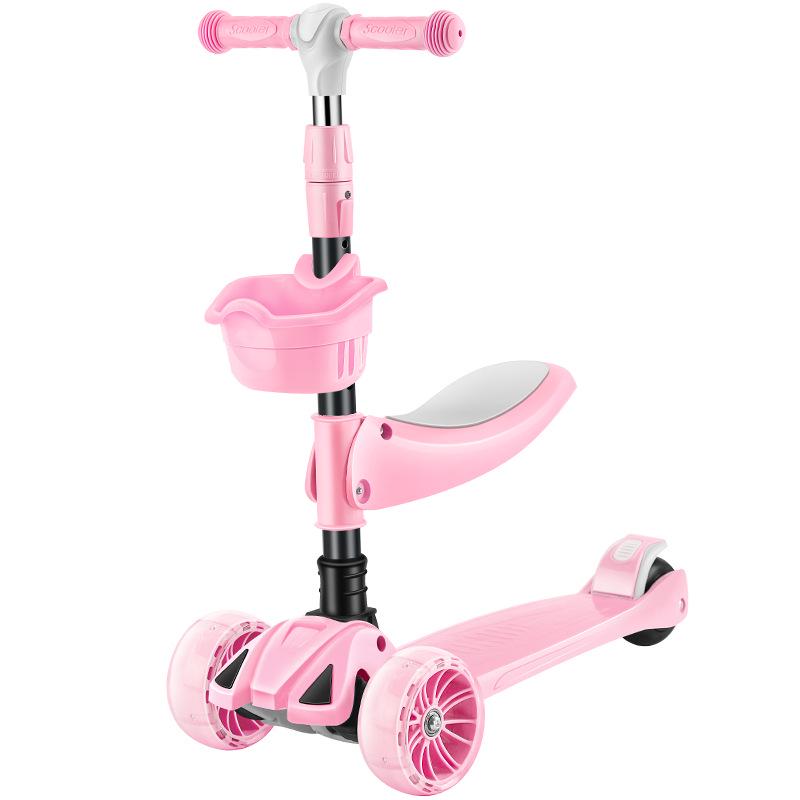 Three-in-One Foldable Children's Scooter with Flashing Pedal