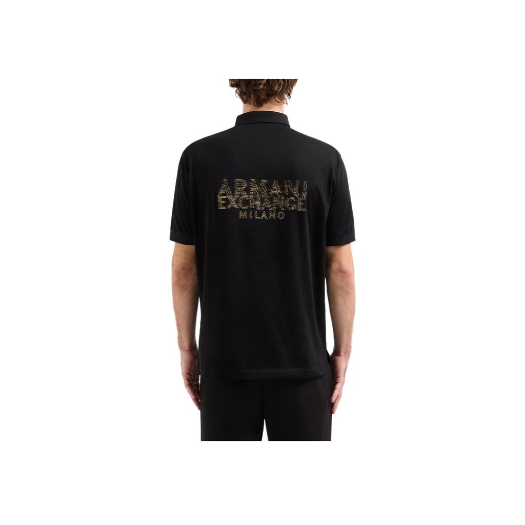 Armani Exchange Однотонная хлопковая футболка-поло с пуговицами и коротким рукавом для мужчин Черная XM000329-AF10364-UC001