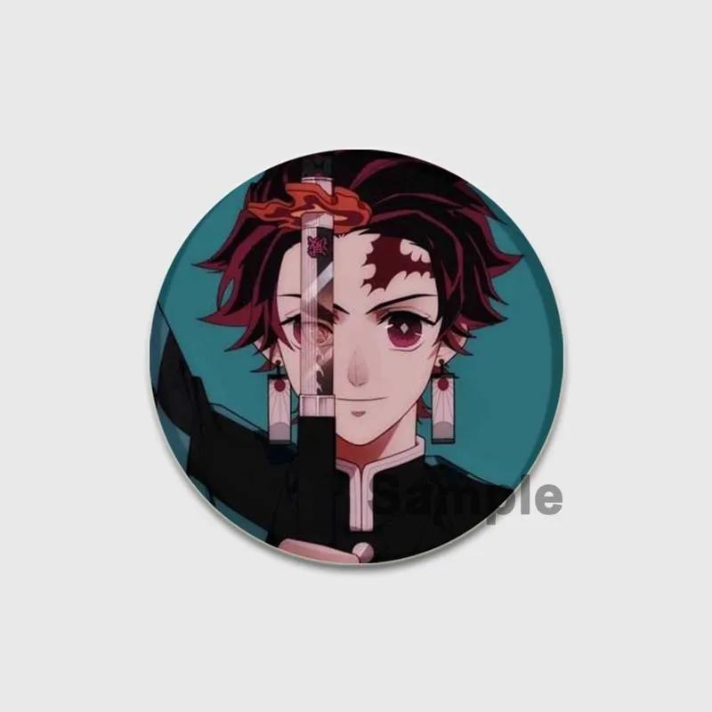 32/44/58mm Round Anime Brooches Kamado Tanjirou Tsuyuri Kanao Hashibira Inosuke Rengoku Kyoujurou Agatsuma Zenitsu Akaza Badge Lapel Pins
