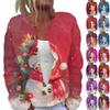 Women's Fashion Christmas Printed Long Sleeve Knitted Cardigan Button Down Jacket