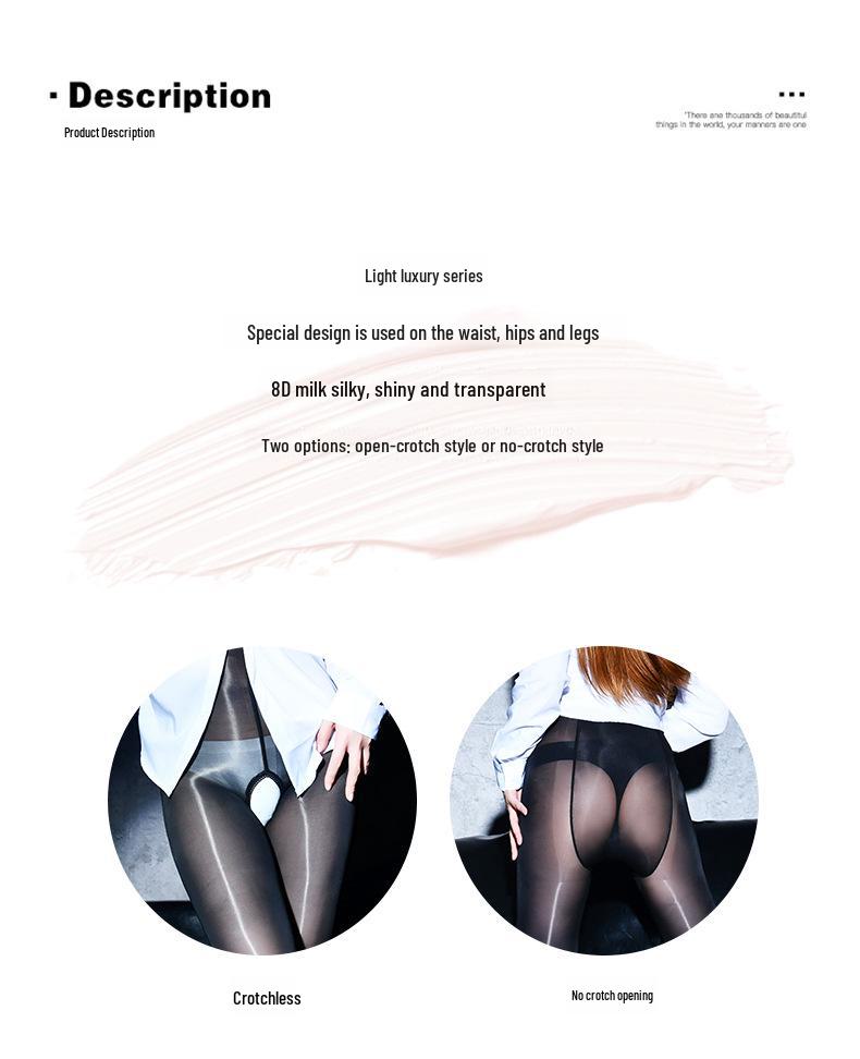 Qing Homer ультратонкие блестящие открытые промежностные сексуальные черные шелковые колготки