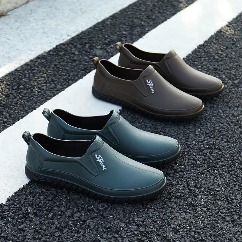 Waterproof and Non-slip Man Shoes Rubber Wear-resistant Rain Boots for Men Mud Rainy Day High Quality Without Lacing Designer