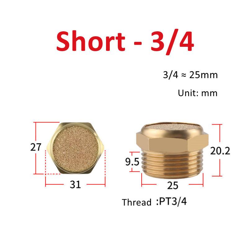 Pneumatic Exhaust Muffler Silencer M5 1/8 1/4 3/8 1/2 3/4 BSP Male Thread For Air Noise Brass Adjustable Long Short BSL SLM SLL