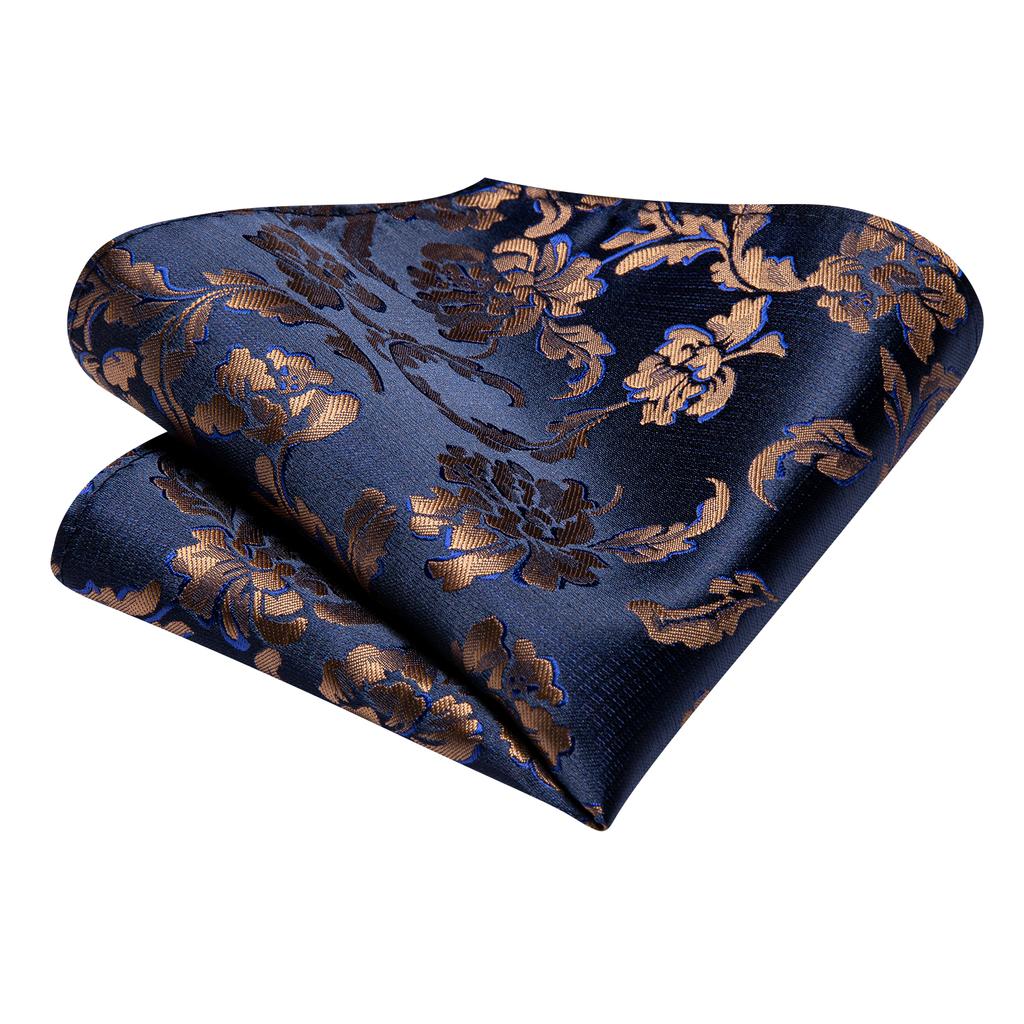 Галстук-платок, набор запонок для мужчин, свадебные цветы, золотой, темно-синий галстук, 100 шелковых галстуков с цветочным узором пейсли