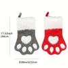 Christmas Stocking Socks Gift Candy Bag Dog Cat Paw Elk Pattern Xmas Tree Hanging Ornament Party Home Fireplace Decoration