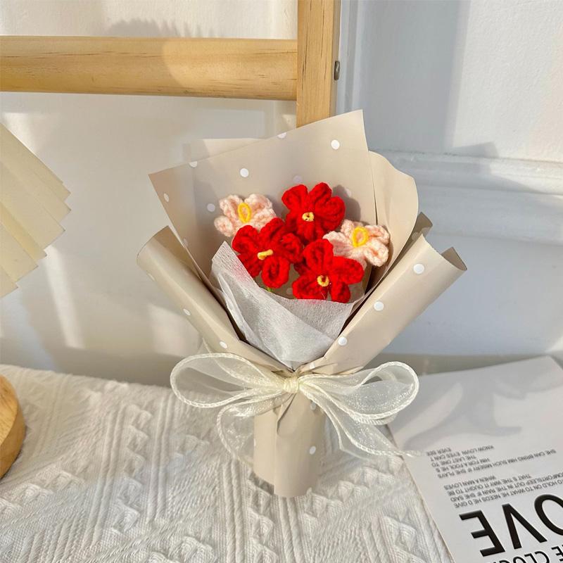 1 шт., украшение дома ручной работы, подарки для свадебной вечеринки, искусственный букет, вязанные крючком цветы, День святого Валентина