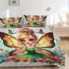 3pcs Disney Tinker Bell Design Quilt Cover Set - Soft and Cozy Bedroom, Guest Room and Dorm Decorative Bedding 3-Piece Set 1 Quilt Cover + 2 Pill
