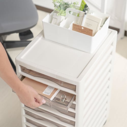 JEJ Astage Storage Box, Desk Tote, Stackable Desk Organizer, Made in Japan, White, 26cm W x 18.8cm D x 14.5cm H