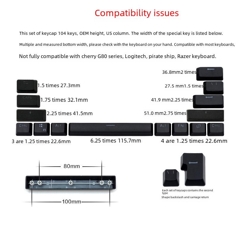 Korean Translucent Mechanical Keyboard Keycaps - Black & White