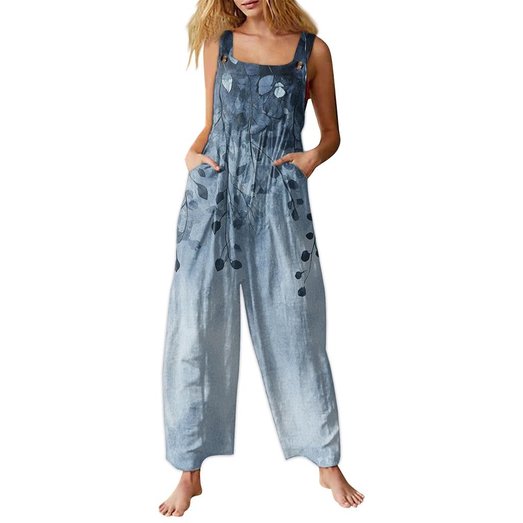 Женский комбинезон с принтом, повседневный свободный комбинезон