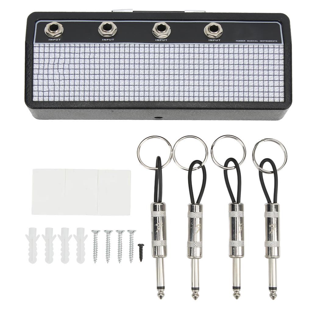 Коробка для хранения гитарных штекеров, настенный держатель для ключей для гитарного усилителя, стойка с 4 брелоками