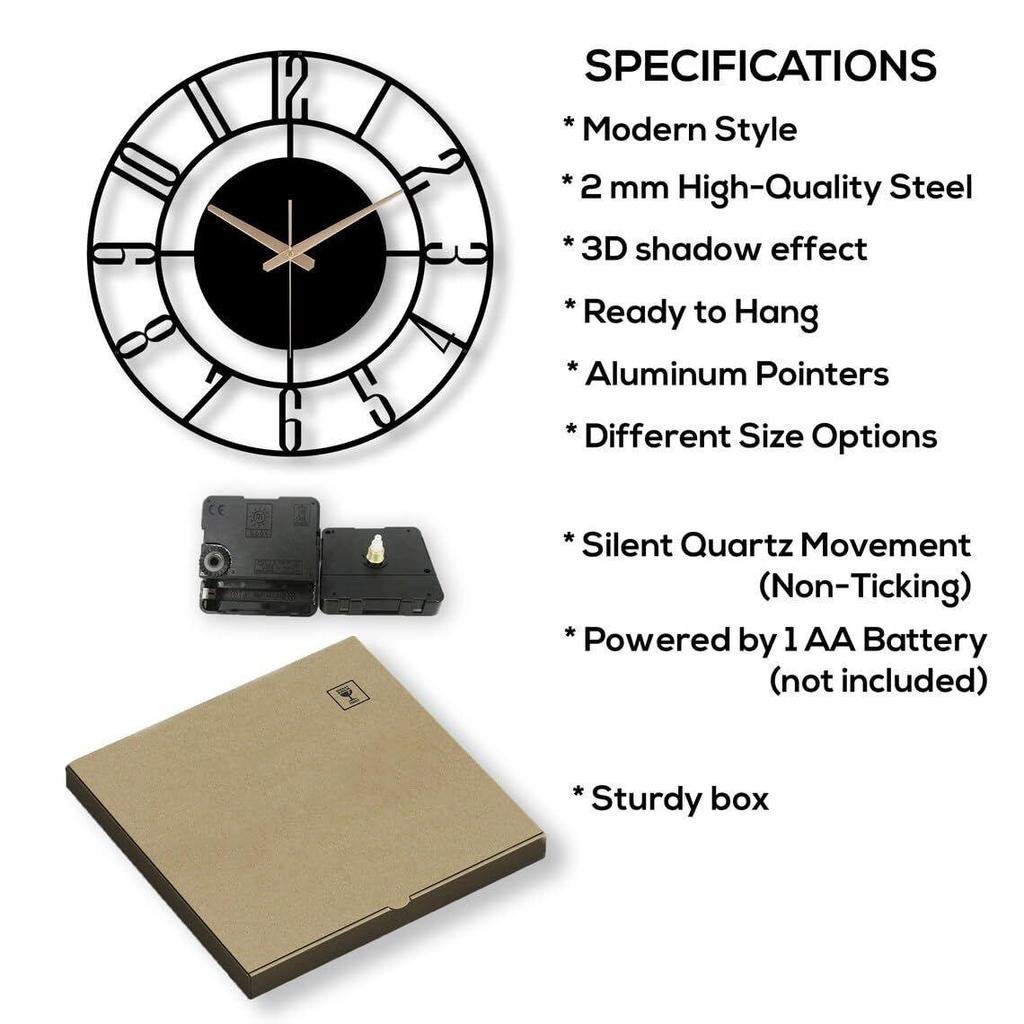 Стильные металлические аналоговые настенные часы для гостиной, спальни, кухни, дома и прихожей | Антикварные причудливые большого размера современные настенные часы для домашнего декора (60см)