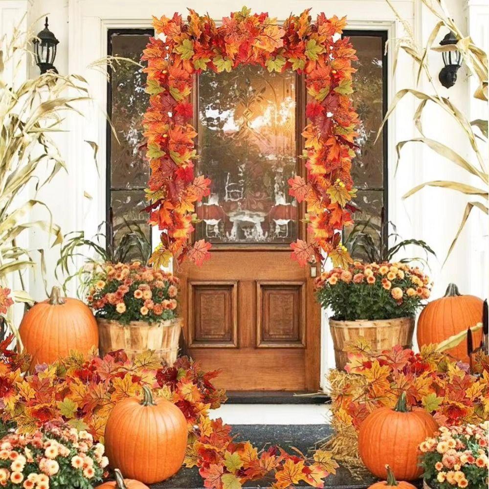 1.7m Red Autumn Maple Leaves Creative Fake Autumn Vines Maple Leaf Plant Decoration Fall Decor