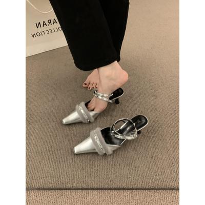 Французский темперамент Стиль Высокий каблук Сандалии Женские Задние Пустые Волосатые Маленькие Кожаные Туфли Юбка Носить Мэри Джейн Одиночные Туфли