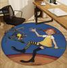 Pippi Longstocking Pattern Round Rug, Indoor/Outdoor Mat, for Picnic, Gameroom, Bedroom, Office, Living Room, Home Decor Carpet, Birthday Gift