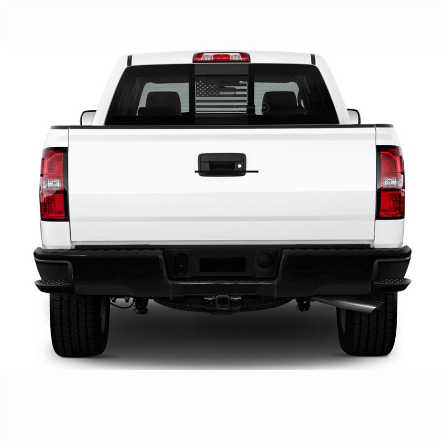 Black Rear Window Sticker American Flag Decal For 2004-18 Chevy Silverado Sierra