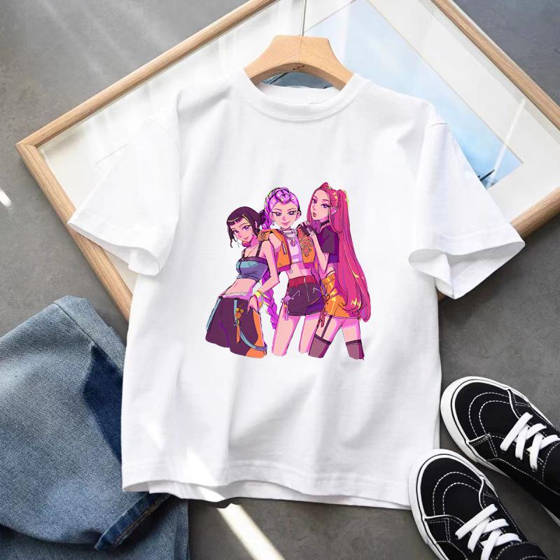 Детская одежда K-pop Demon Hunters Футболка с коротким рукавом Милая K-pop Demon Hunters Тигр Харадзюку Футболка для мальчиков девочек