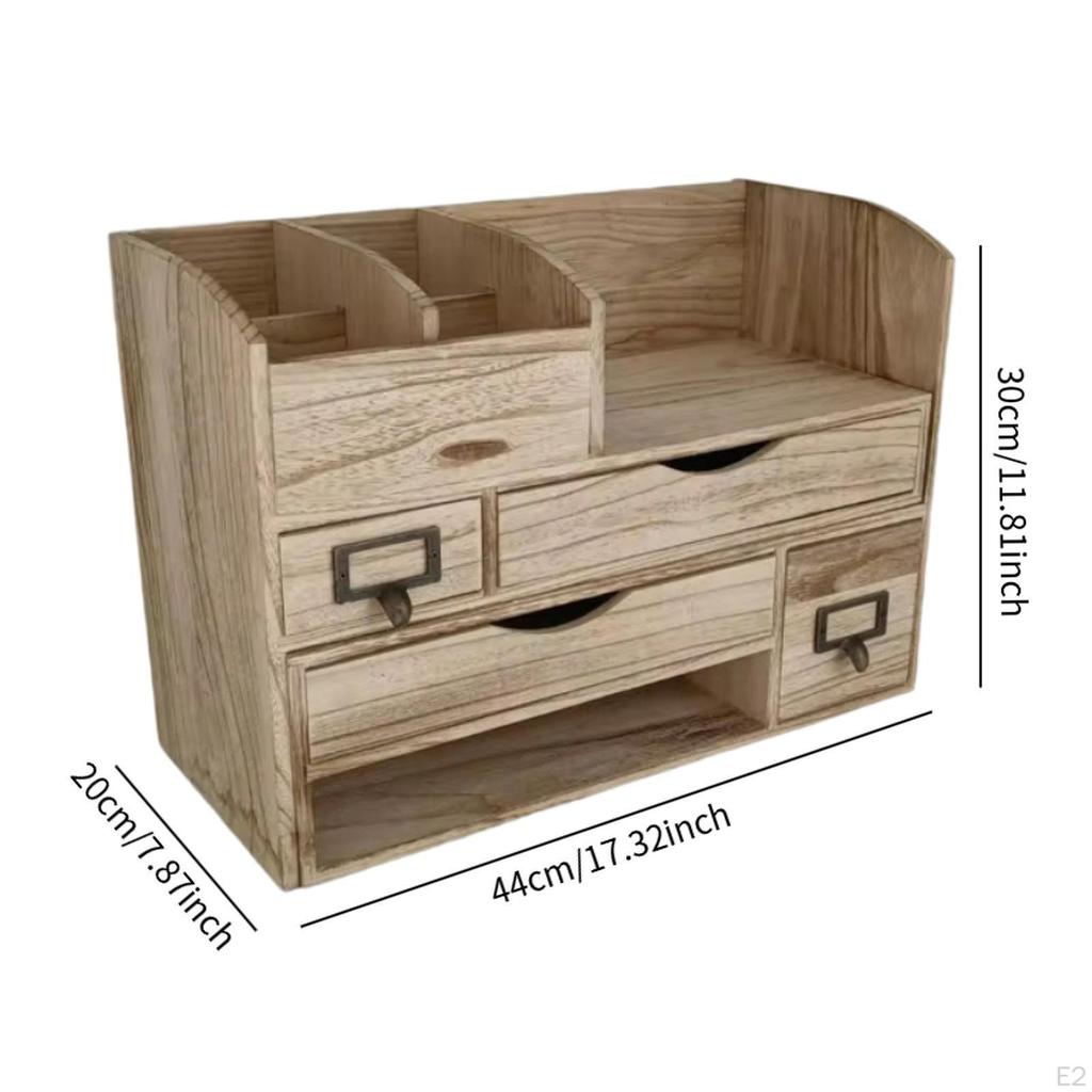 Desktop Organizer with Drawers Storage Box Shelf Sleek Display Rack Tabletop Organization