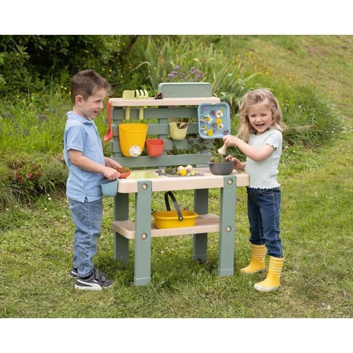 Smoby Life - Mud Kitchen - Jeu de cuisine en extérieur - 15 accessoires - Anti-UV - Matière Recyclée - Dès 3 Ans