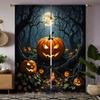 2 шт. HD Хэллоуин Темная ночь Луна Джек-О '-фонарь Древнее дерево занавеска Черный галстук цифровая печать занавеска Домашний декор стиль De