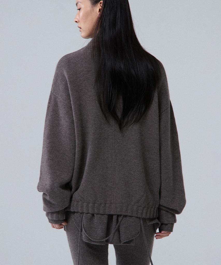 UMARMUNG Wool Cashmere Highneck Zip Up Jacket_Taupe