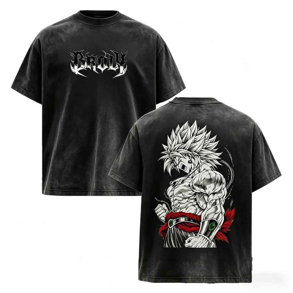 Broly The Legendary Vintage Washed Oversized Graphic Tee, DBZ Double Printed T-S