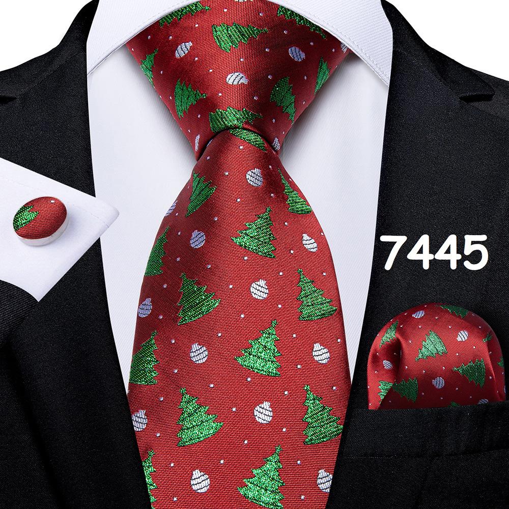 Mens Christmas Tie Set Red Blue Green 8cm Wide Silk Neck Tie Hanky Cufflinks Set Gift For Men Accessories