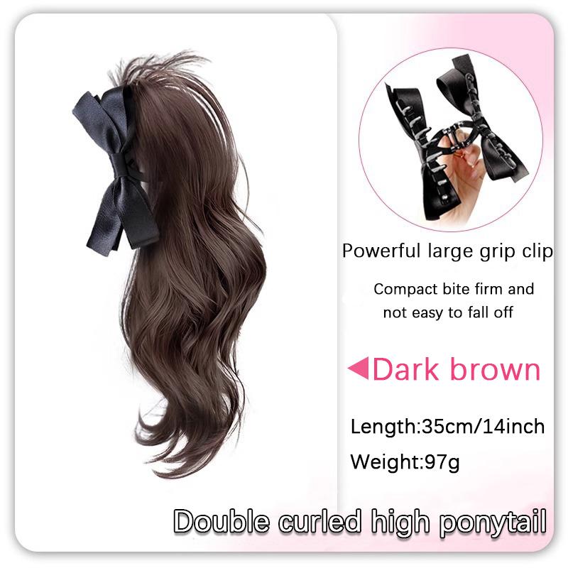Парик с завитыми вверх волосами, завязанными в хвост, на заколке, женский синтетический парик с увеличенным объемом, подходит для повседневных встреч