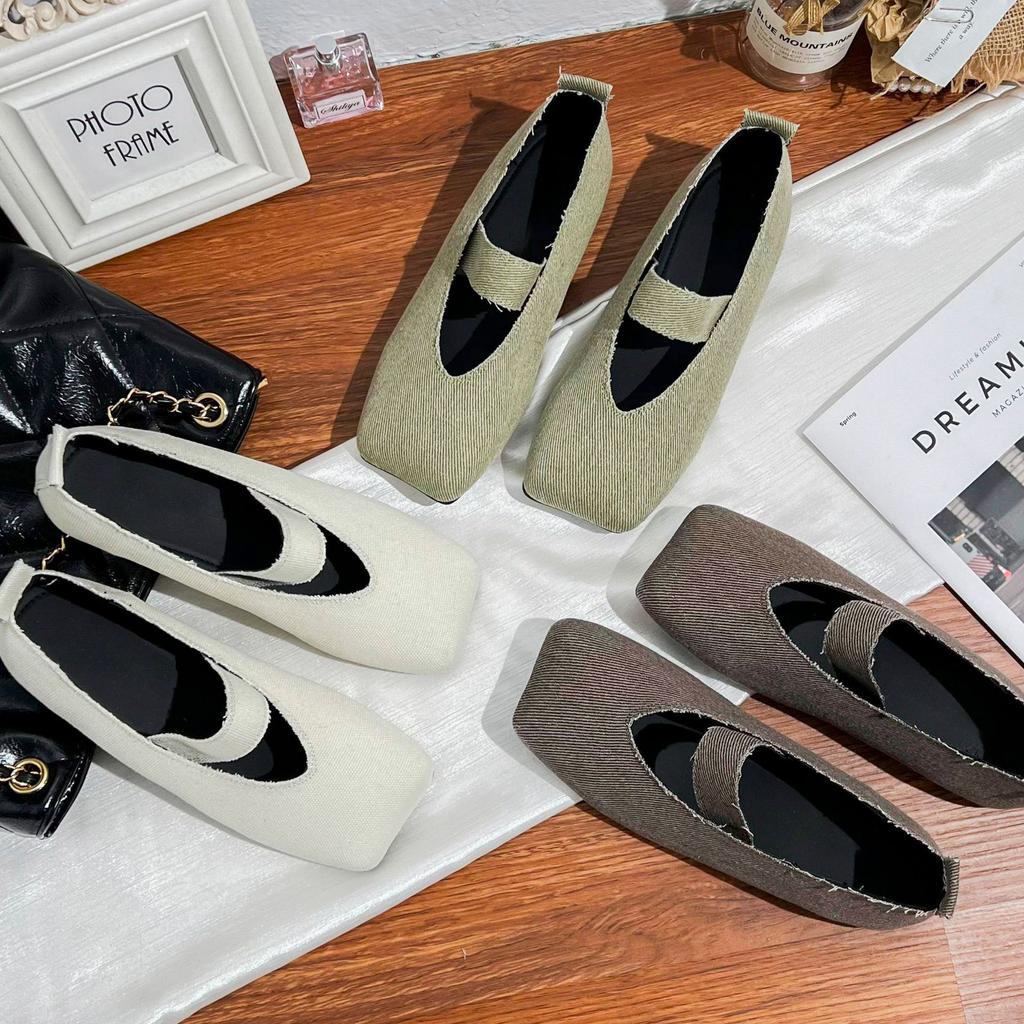 2025 Summer New Korean Version Casual Flat Shoes Women Wear Versatile Light Mouth Single Shoes Daily Comfortable Square Head Women's Shoes