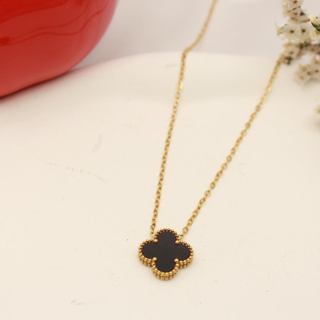 15 мм Новое двухстороннее ожерелье с четырехлистным клевером на удачу Женское ожерелье из титана 18 карат