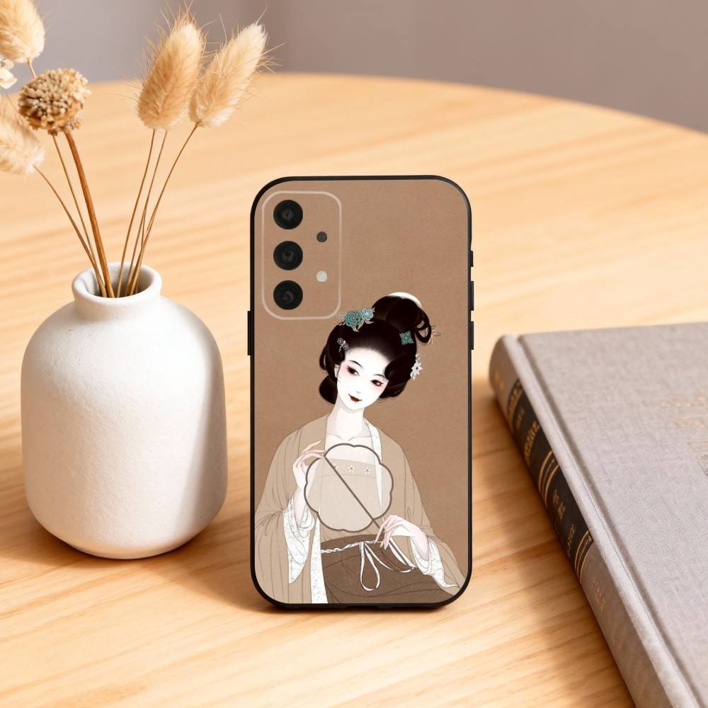 Китайская одежда Ханьфу Чехол для телефона Samsung S25,24,23,22,30,21,10,9,Ultra,Plus,Lite,FE,4,5 G Мягкий черный чехол
