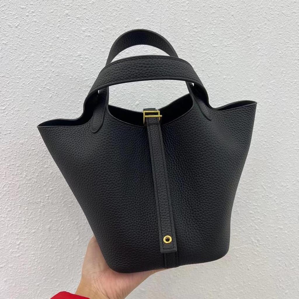 Импортная коровья кожа Ручная работа Кожаная женская сумка-ведро с зернистостью личи