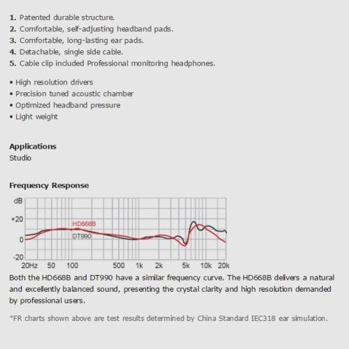 Superlux Semi-Open Professional Monitor Headphones HD668B