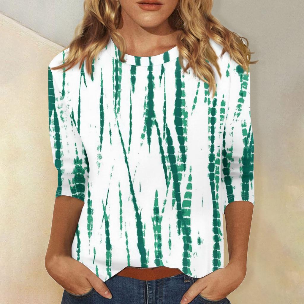 Рубашки с рукавом 3/4 для женщин, футболки с графическим принтом, блузки, повседневные базовые топы, пуловеры